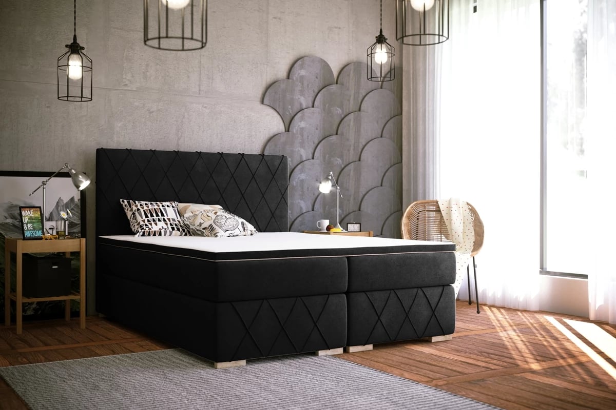 Boxspring postel Feba 160x200 cm černé postel z wysokim čelem 