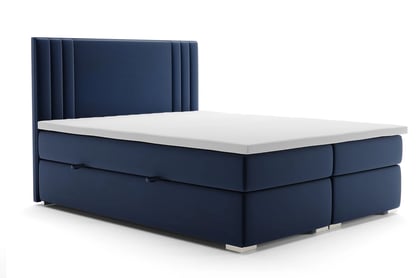 Boxspring postel Cyntia 160x200 cm tmavě modrá postel čalouněná