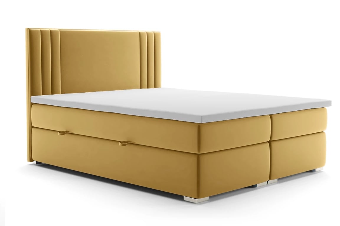 Boxspring postel Cyntia 180x200 cm Žlutá postel s matrací