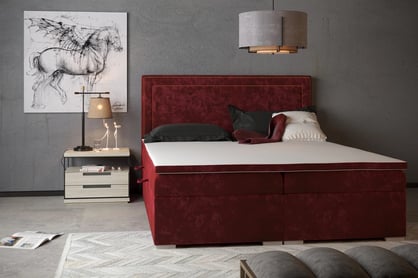 Boxspring posteľ s úložným priestorom Adelino 160x200 bordowe Posteľ 160x200