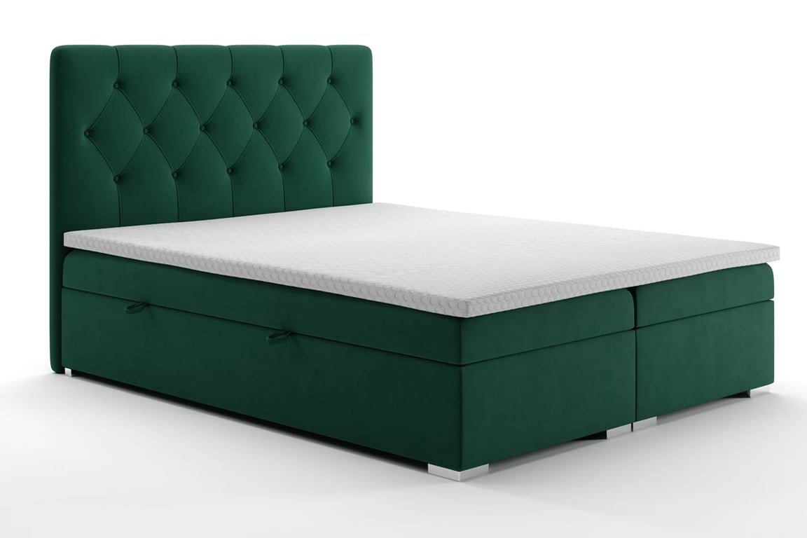 Boxspring posteľ Izyda s úložným priestorom - 160x200 cm Zelené Posteľ