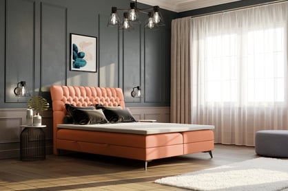 Boxspring posteľ s úložným priestorom Hana 160x200 Posteľ do spálne z wysokimi nozkami 