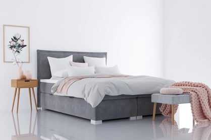 Boxspring posteľ Temida s úložným priestorom - 160x200 cm Posteľ do spálne s čalúneným čelom 