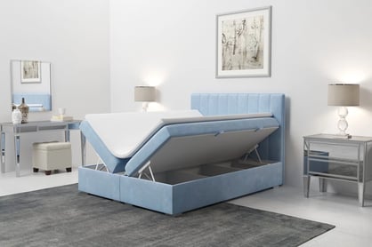 Boxspring posteľ s úložným priestorom Arkadia 160x200 blekitne Posteľ z pojemnikami 