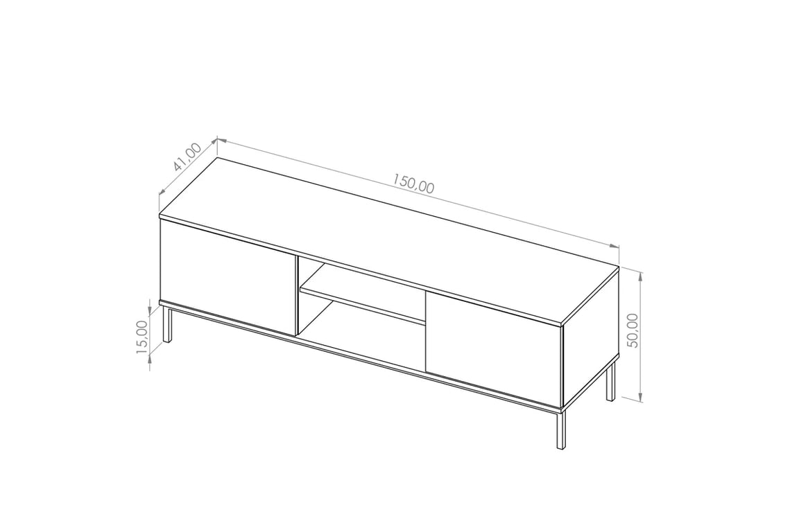 TV skříňka Tristal dvoudveřová - hikora Skříňka tv na kovových nožkách
