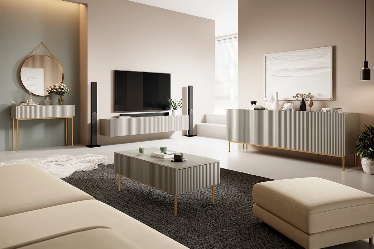 Kulaté zrcadlo Nicole 60 cm - zlatý kovový rám Zrcadlo s rámem