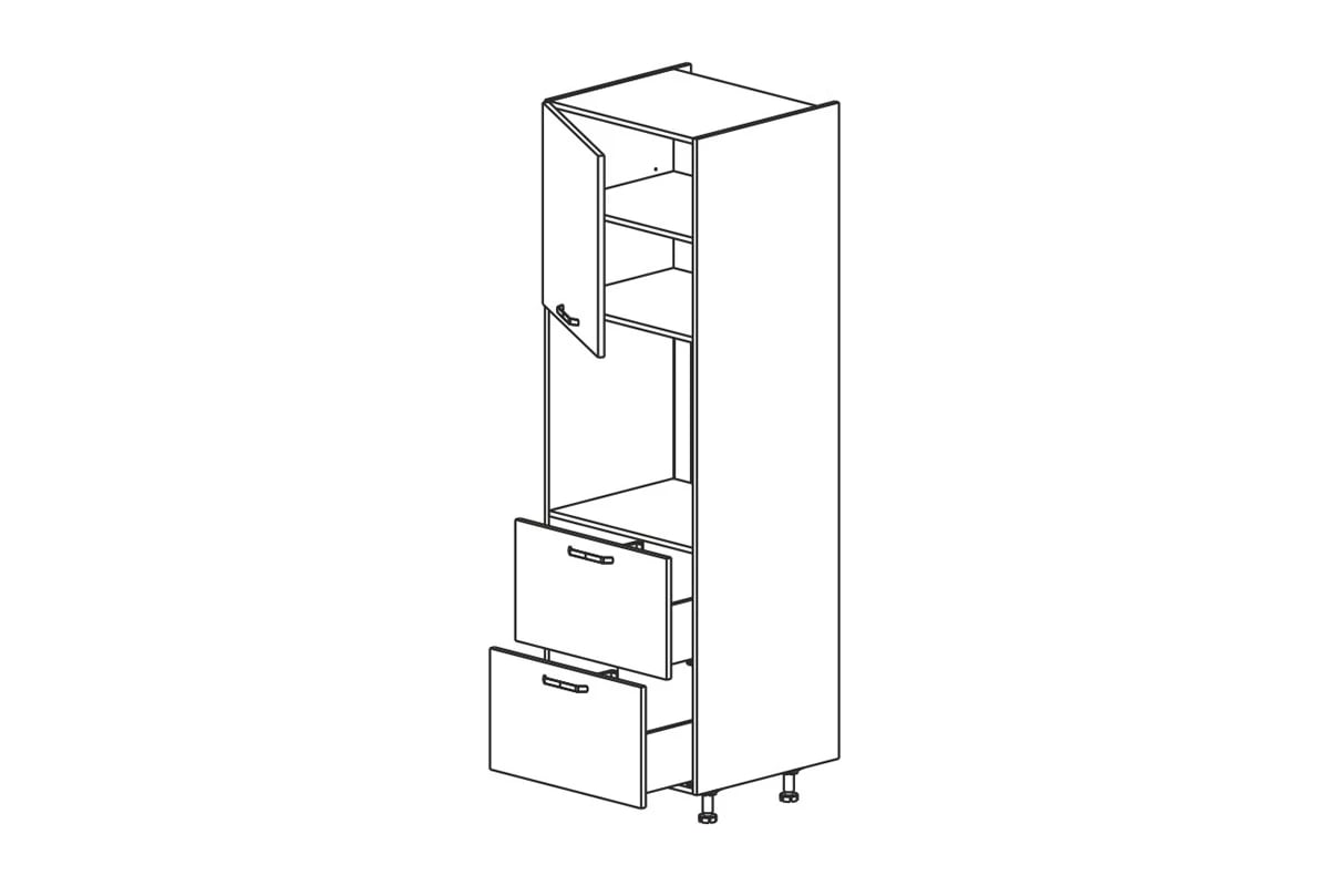 Vysoká kuchyňská skříň Kammono K2 SDP60SS2/71 pro vestavbu trouby regál Kuchyňský kammono