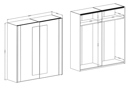 Przesuwna skříň Sigma 18 z zrcadlem 200 cm - artisan / černá supermat Skříň s posuvnými dveřmi 200 Sigma 18 - artisan / Černý supermat