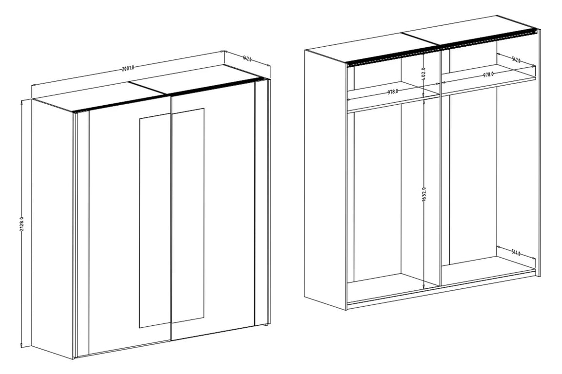 Przesuwna skříň Sigma 18 z zrcadlem 200 cm - artisan / černá supermat Skříň s posuvnými dveřmi 200 Sigma 18 - artisan / Černý supermat