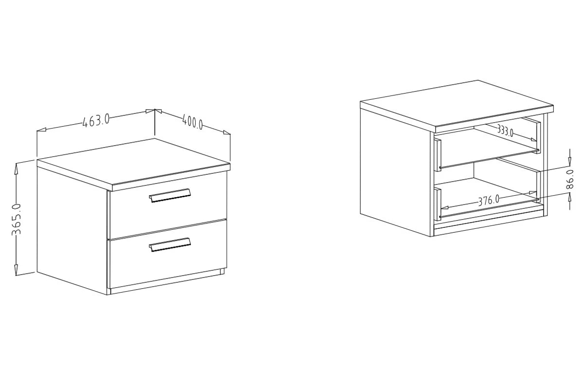 Noční stolek Sigma 22 - 46 cm se zásuvkami - dub artisan / černý supermat Noční stolek se dvěma zásuvkami Sigma 22 - artisan / Černý supermat