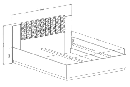 Postel Sigma 32 180x200 cm - dub flagstaff tmavý / černý supermat Postel s čalouněným čelem Sigma 180x200 - Dub flagstaf tmavý / Černý supermat