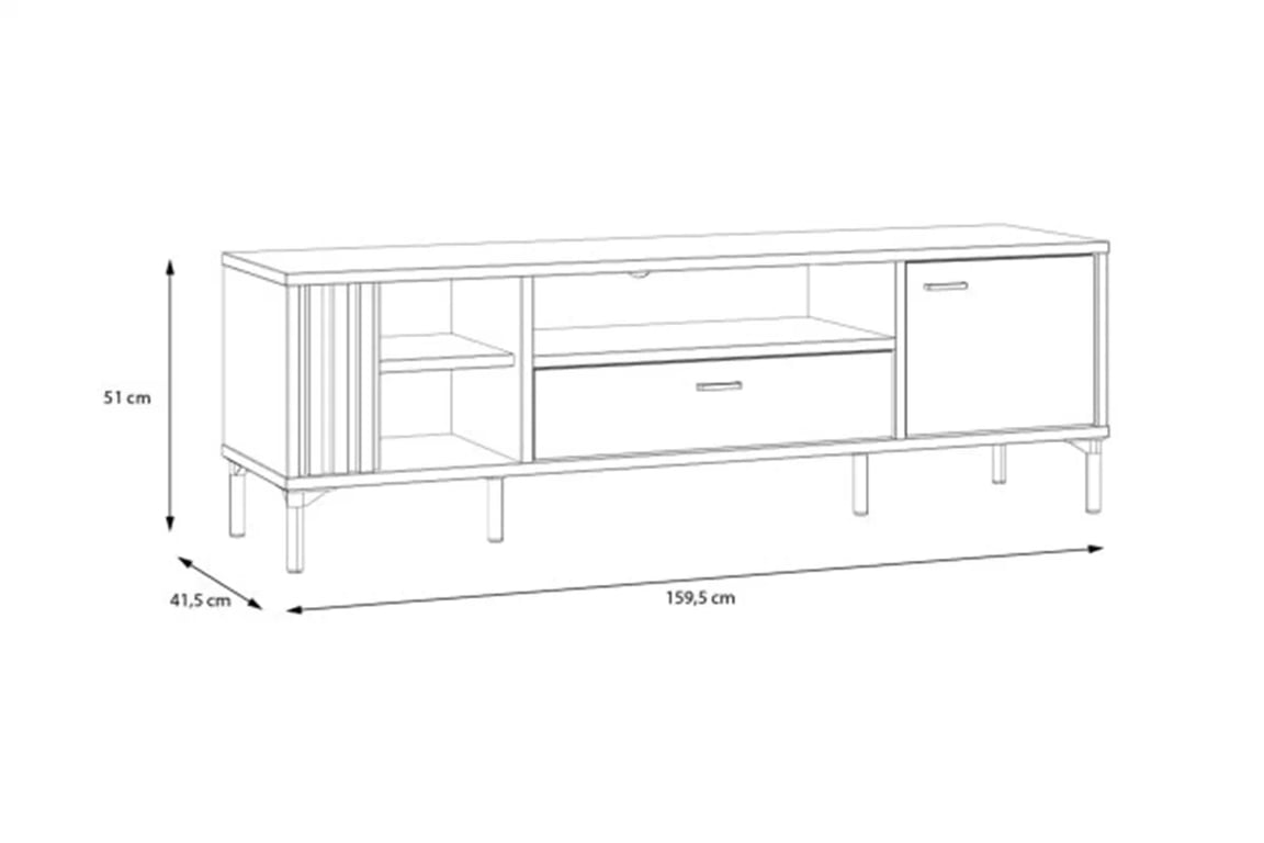 TV stolík Joakimis 160 cm - Dub mauvella / Čierny TV skrinka Joakimis z szuflada 160 cm - Dub mauvella / Čierny 