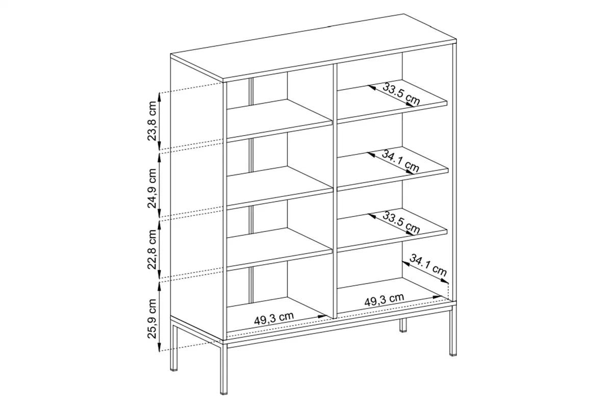 Komoda Eladia 104 - béžová Štvordverová Komoda Eladia 104 - béžová - vnútorné rozmery