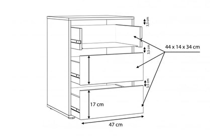 Vnitřní komoda Forte TWTK23-A06 se zásuvkami 110 cm Komoda wewnetrzna Skříně Lya s zásuvkami 