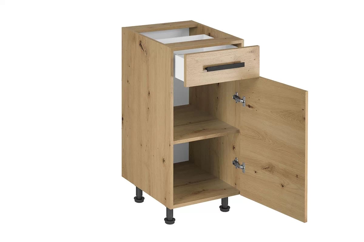 Skrinka Kuchynská dolná Langen D40S1 jednodverová z szuflada - Dub artisan Langen D40S1 Skrinka dolná so zásuvkou - vnútro z uchwytem 