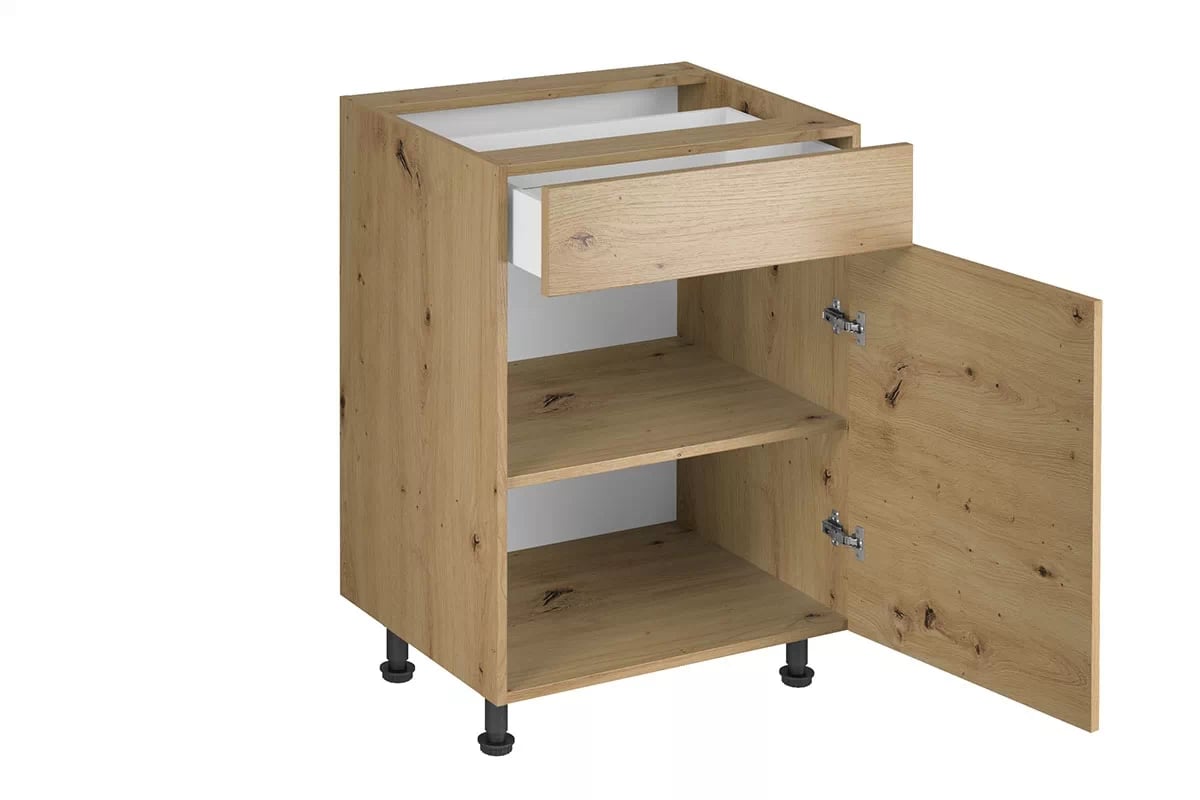 Skrinka Kuchynská dolná Langen D60S1 jednodverová z szuflada - Dub artisan Langen D60S1 Skrinka dolná so zásuvkou - vnútro