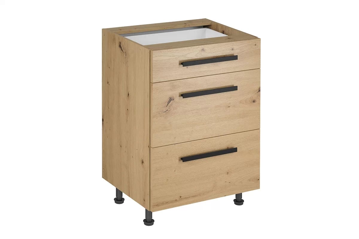Skrinka Kuchynská dolná Langen D60S3 s tromi zásuvkami - Dub artisan Langen D60S3 Skrinka dolná so zásuvkami - z uchwytem