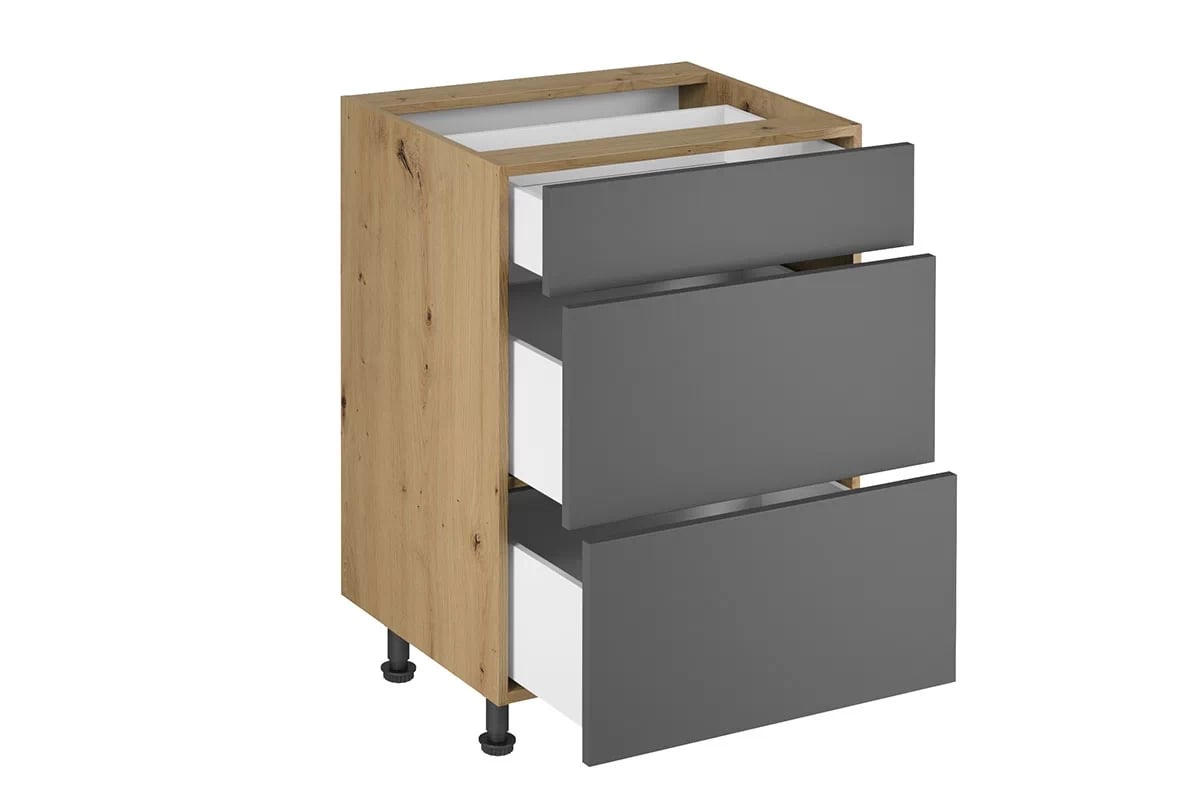 Skrinka Kuchynská dolná Langen D60S3 s tromi zásuvkami - grey Langen D60S3 Skrinka dolná so zásuvkami - vnútro