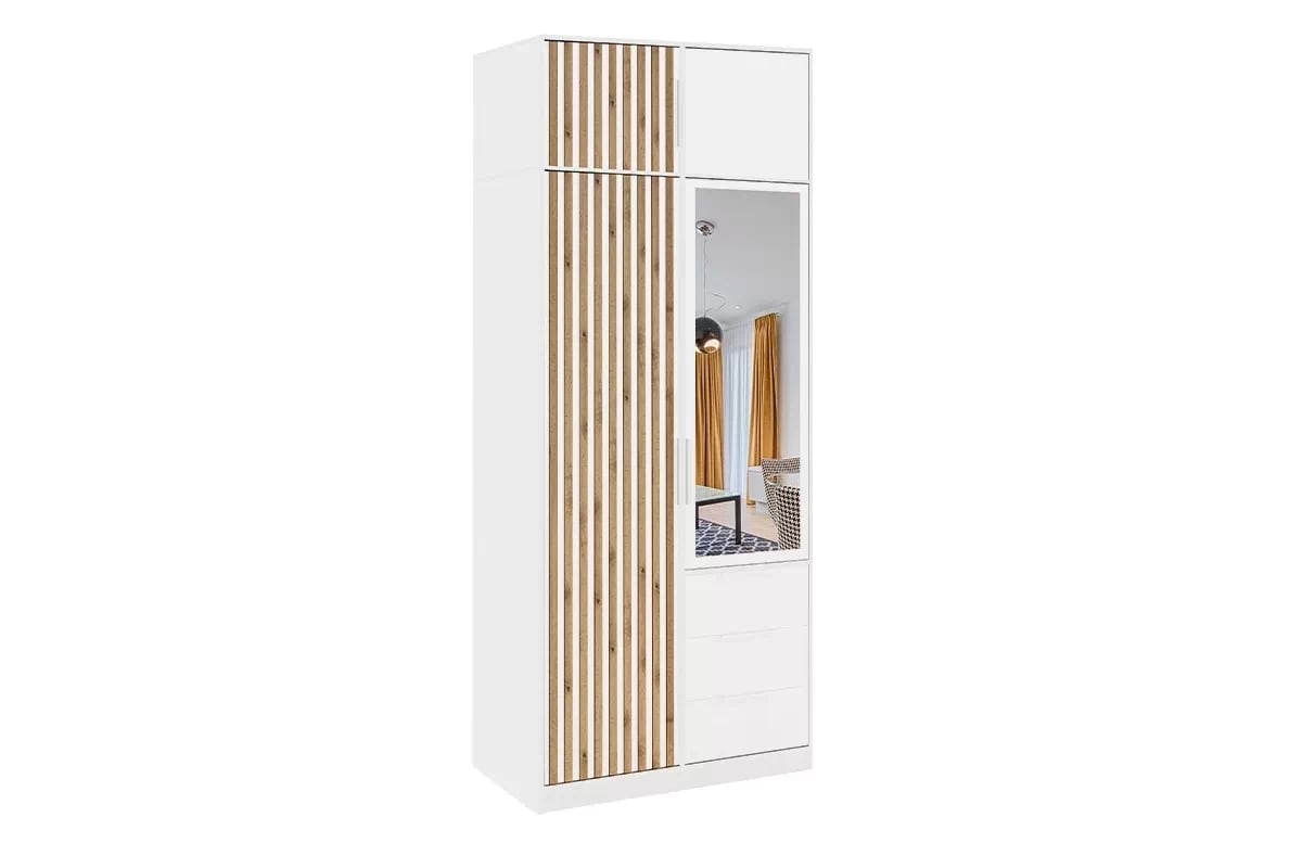 Skříň Bali 100 cm s nástavcem - dub wotan / bílá skříň s nástavcem Bali Lux