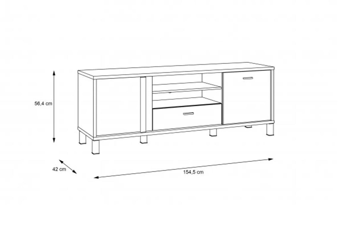 TV stolík Hayato 150 cm - čierny / alpský smrek TV skrinka Hayato z szuflada 150 cm - Čierny / swierk alpejski 