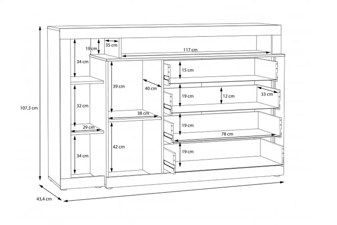 Komoda so zásuvkami Bellevue 160 cm - čierny dub / Dub szlachetny Komoda z szafkami nocnymi Bellevue - Čierny dub / Dub szlachetny 