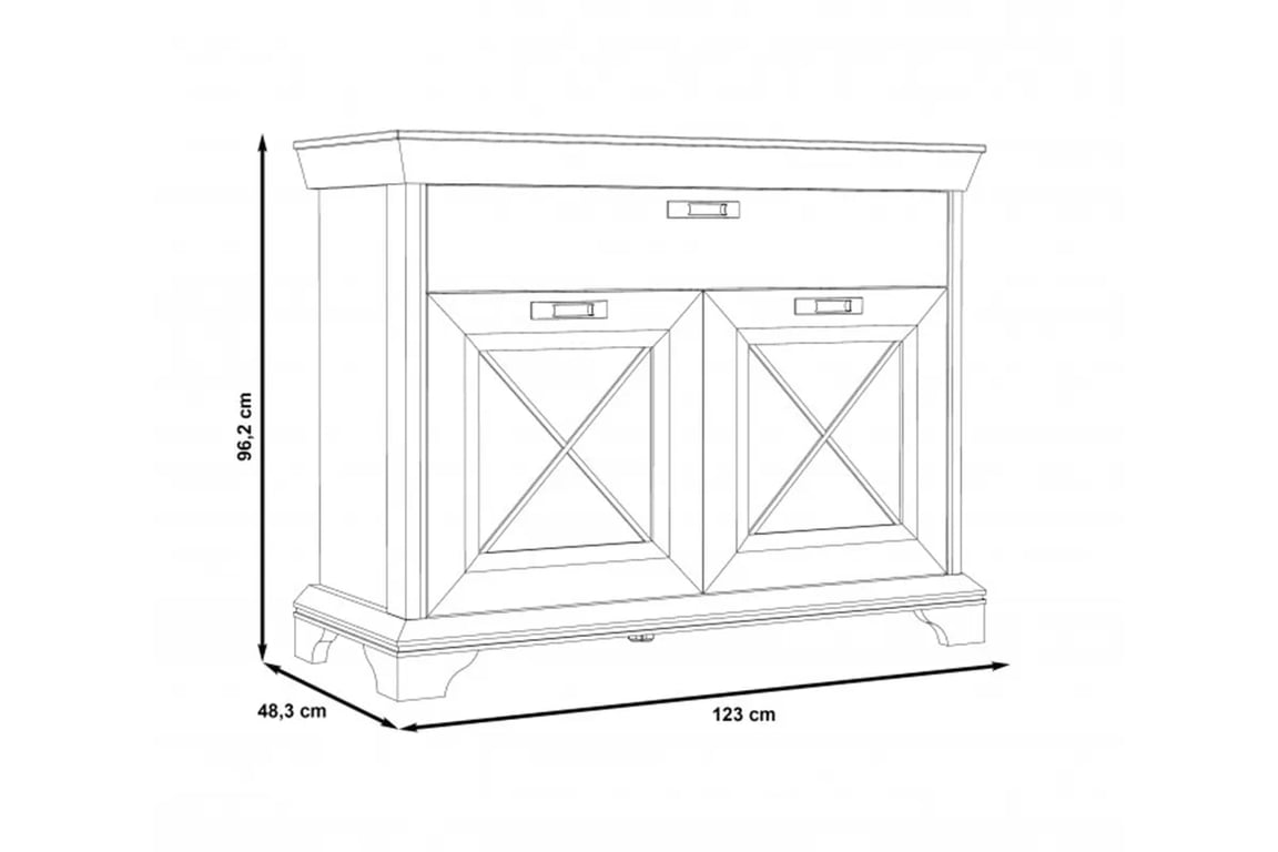 Komoda Kashmir Mini 120 cm se zásuvkou - pinie bílá Komoda Kashmir s barem - pinia Bílá 