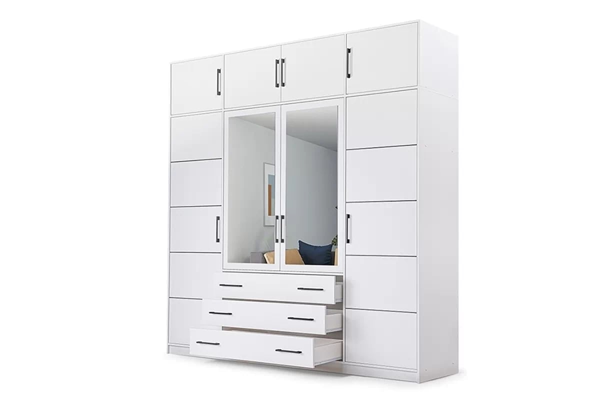 Kombinovaná skriňa Bali 240 cm s nadstavcom - biela Skriňa z nadstawka Bali D4 240 cm