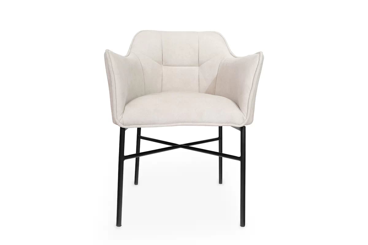 Stolička čalúnená z podlokietnikami Rozalio - béžový Cloud 03 / čierny nožičky - Koncovka Série Stolička na metalowym stelazu