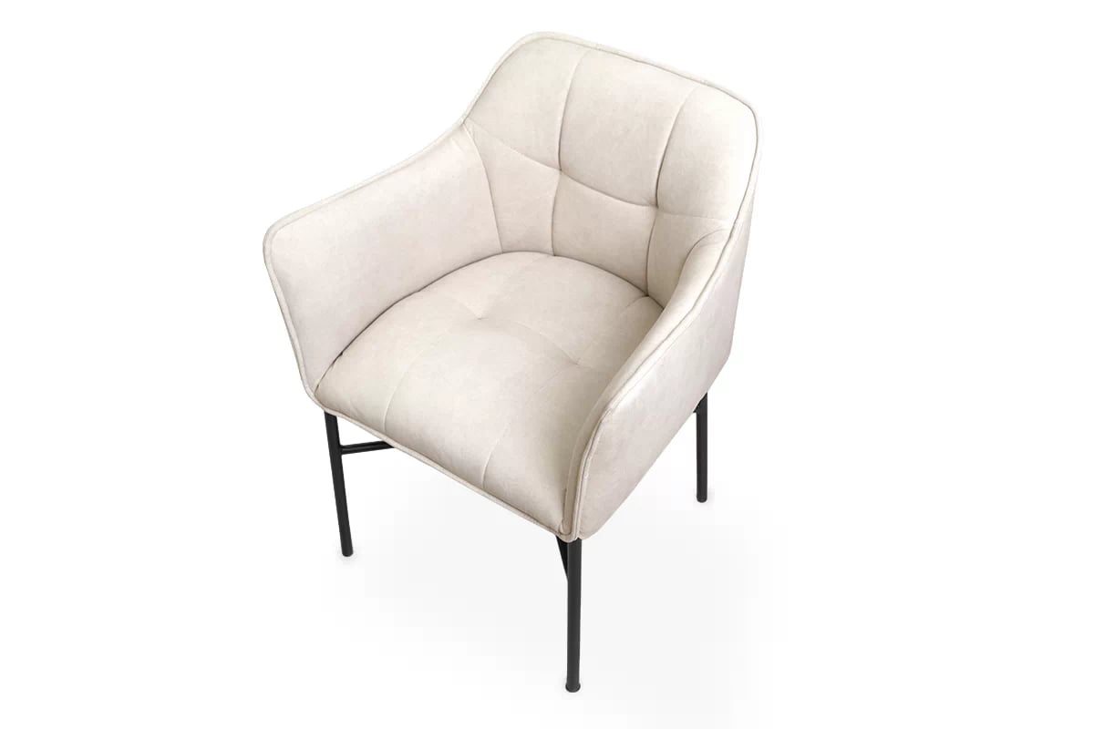 Stolička čalúnená z podlokietnikami Rozalio - béžový Cloud 03 / čierny nožičky - Koncovka Série Stolička na czarnych nogach