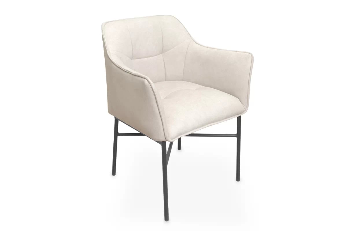 Stolička čalúnená z podlokietnikami Rozalio - béžový Cloud 03 / čierny nožičky - Koncovka Série bezowe Stolička