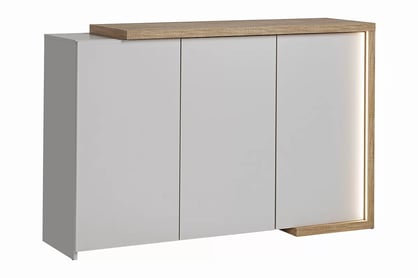 Komoda Alni 150 cm s osvětlením - kašmír / dub grand přírodní