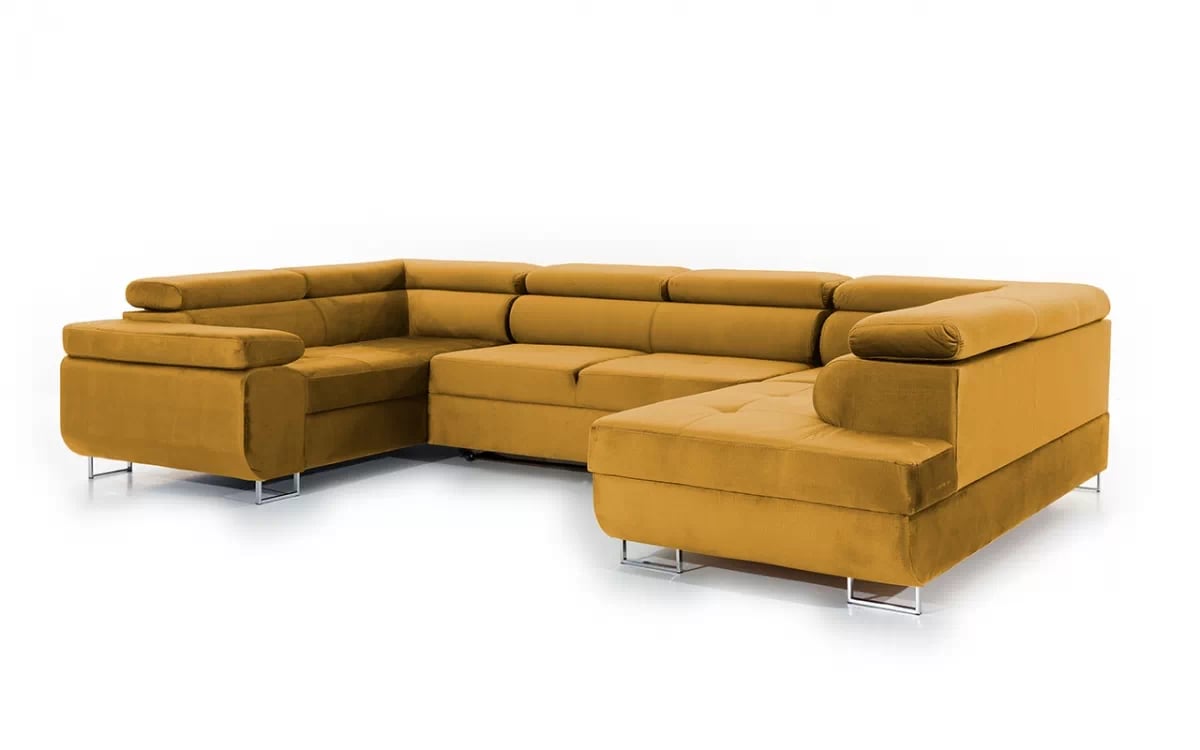 Moderná rohová sedacia súprava Annabelle U - chrómové nožičky horčicová Rohová sedacia súprava Annabelle U 