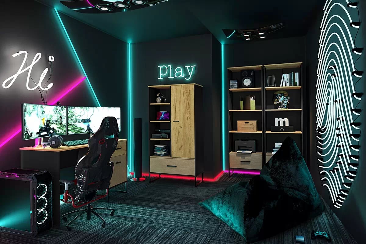 Regál Kawana se zásuvkou na kovové podstavě 80 cm - černá / dub craft / ocel premium Regál z szuflada Colt 04 na kovové podstavě 80 cm - Černý / craft Podstavec / ocel premium - pokoj herní