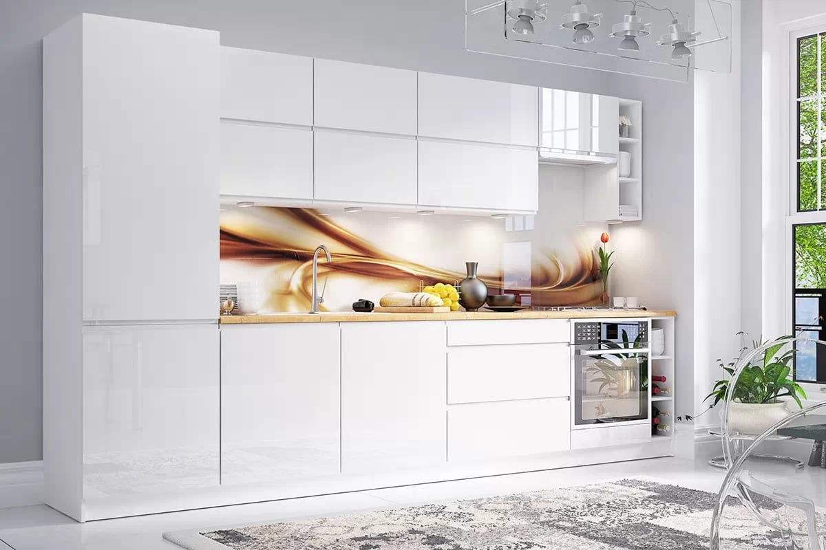 Čelní panel k myčce Aspen D60FZW s krytým panelem – bílý lesk kolekce nábytku kuchennych Aspen - Bílý lesk