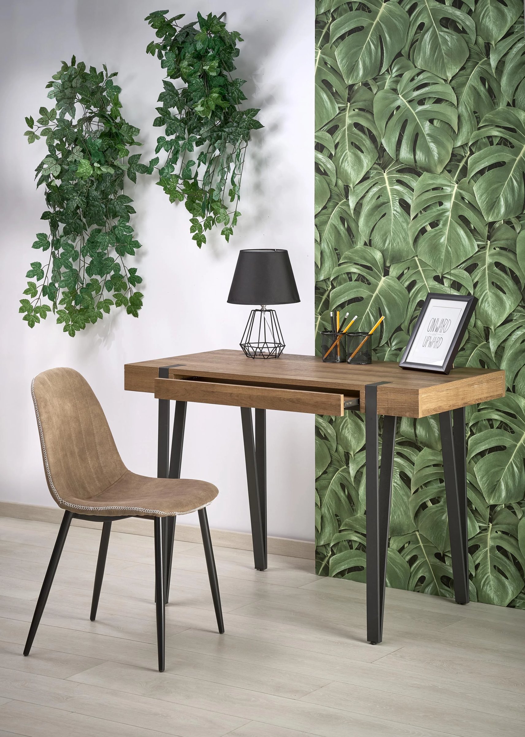 Psací stůl B39 110 cm se zásuvkou - černý / ořech med b39 Psací stůl Černý / Ořech medový