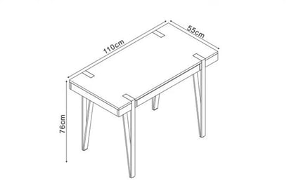 Písací stôl Arszi so zásuvkou - 110 cm - čierny / medový orech moderné Písací stôl B39 - Čierny / Orech medový - Rozmery