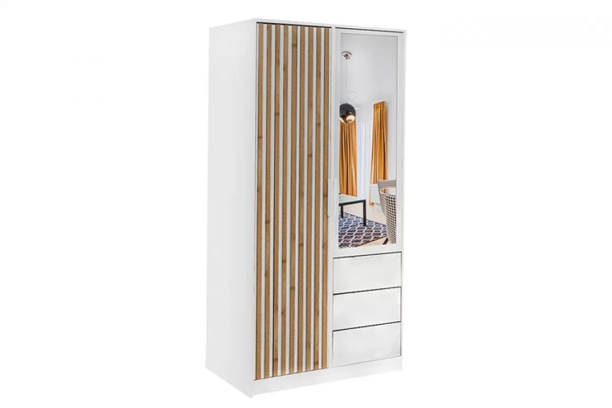 Skříň Bali 100 cm s nástavcem - dub wotan / bílá skříň Bali Lux D2