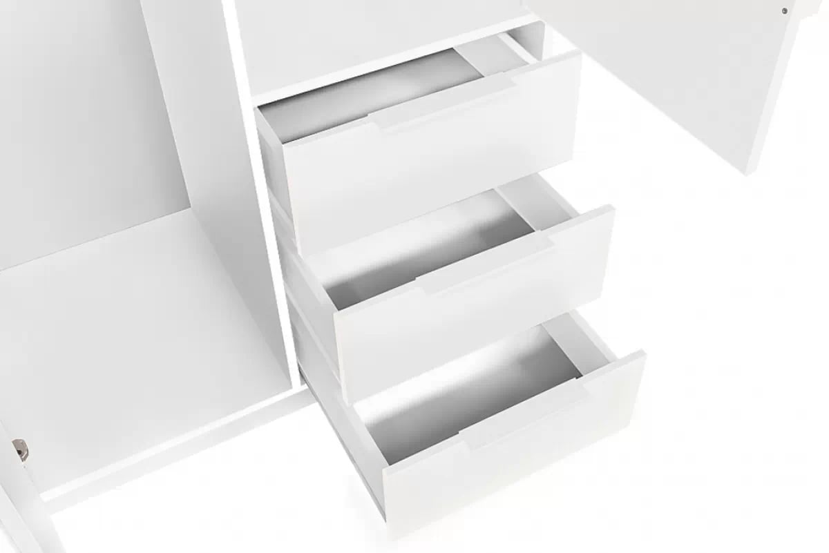 Skříň Bali 100 cm s nástavcem - dub wotan / bílá skříň Bali Lux D2 szuflady