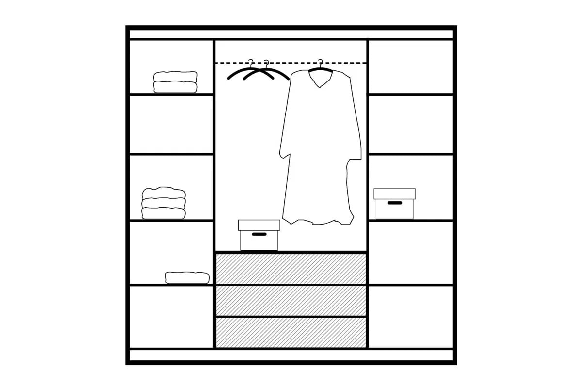 Šatníková skriňa Bali 196 cm - biela Skriňa Bali D4  vnútro