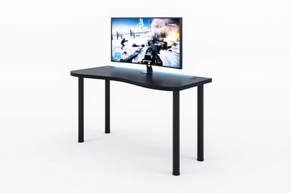 Birou de scris gaming Alin 135 cm cu înălțime reglabilă și bandă LED - negru