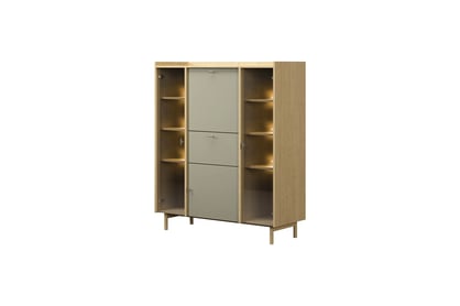 Domáci bar Sumira pro obývacího pokoje 125 cm - eukaliptus / dub baltic dune / Rošt dřevo - Výprodej z expozice