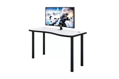 Birou de scris gaming Alin 120 cm cu înălțime reglabilă - alb / negru