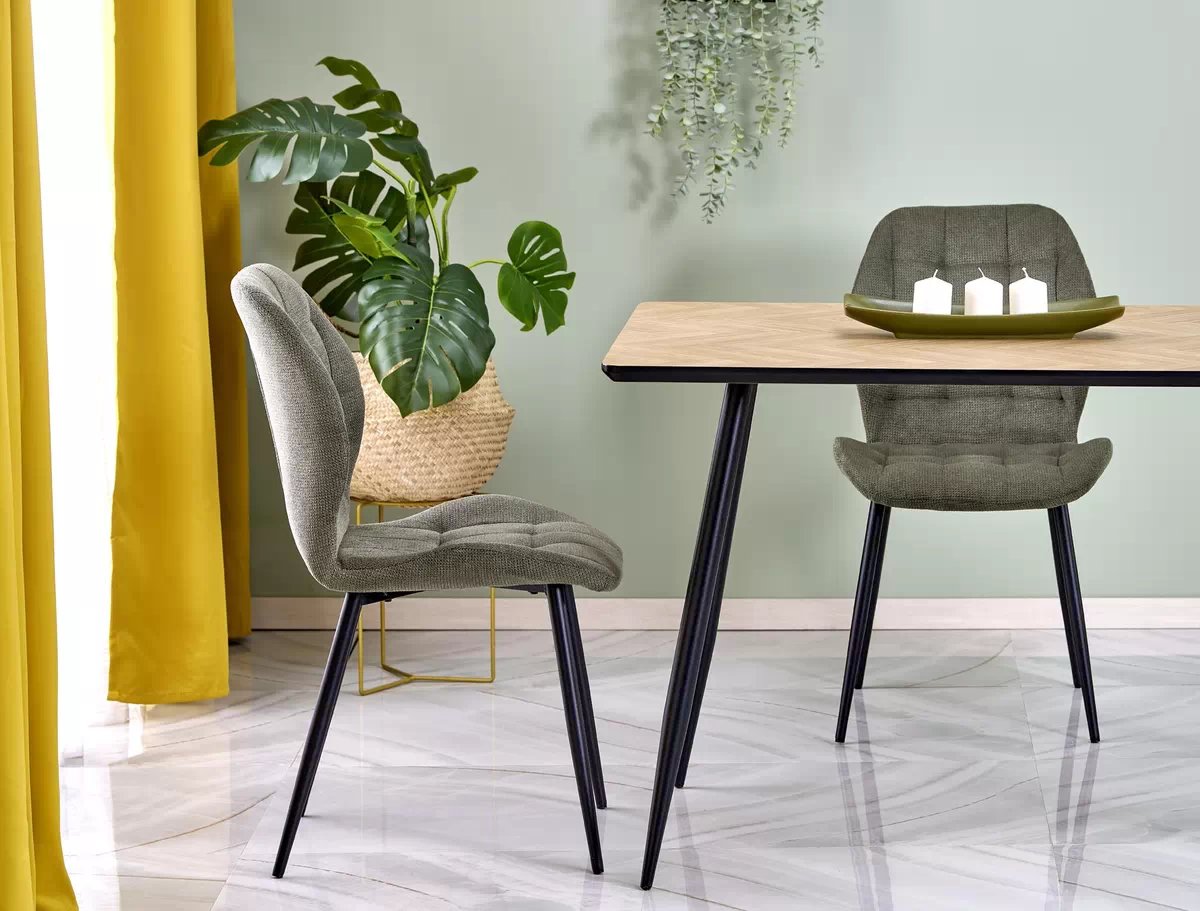 Obdĺžnikový stôl Berto 120x80 cm - prírodný dub rybia kosť / čierna berto stôl Pracovna doska - prírodné, noha - Čierny