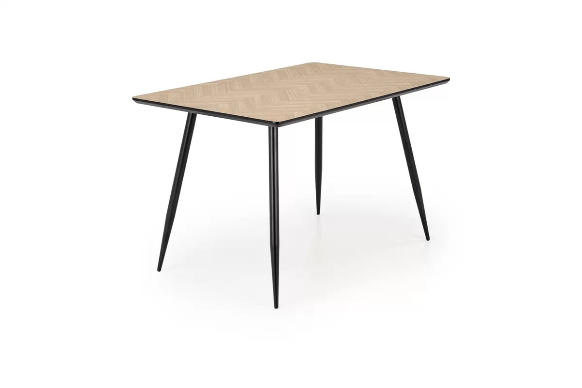 Obdĺžnikový stôl Berto 120x80 cm - prírodný dub rybia kosť / čierna berto stôl Pracovna doska - prírodné, noha - Čierny