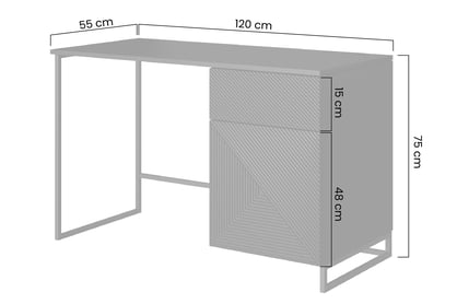 Psací stůl Asha 120 cm - dub artisan / černý mat / černý rám psací stůl Asha 120 cm z szuflada - artisan / černá mat / černá Rošt