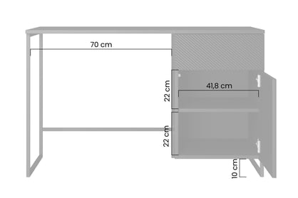 Psací stůl Asha 120 cm - dub artisan / černý mat / černý rám psací stůl Asha 120 cm z szuflada - artisan / černá mat / černá Rošt