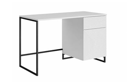 Psací stůl Asha 120 cm - bílý mat / černý kovový rám