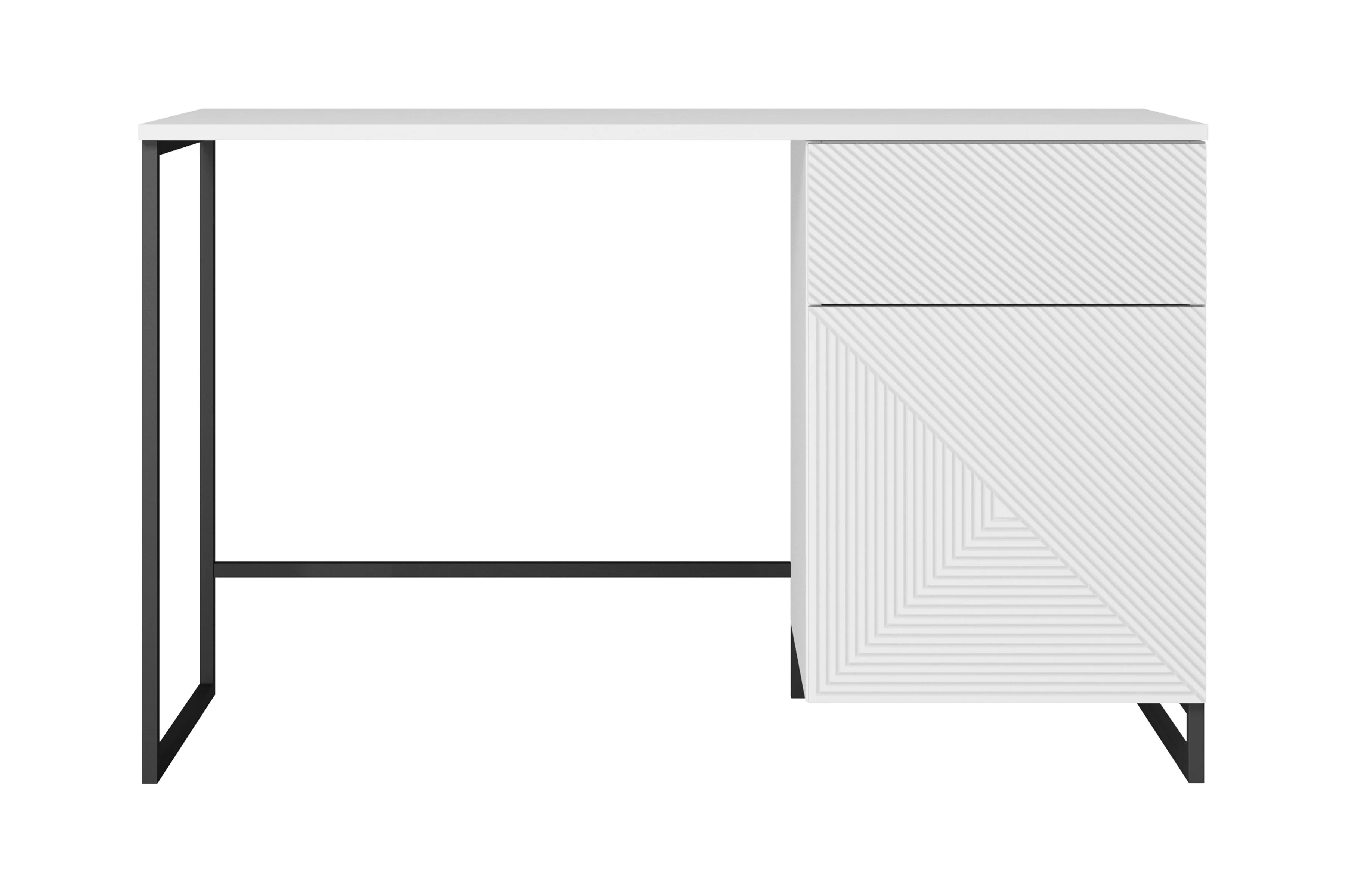 Psací stůl Asha 120 cm - bílý mat / černý kovový rám psací stůl Asha 120 cm z szuflada - bílý mat / černá Rošt