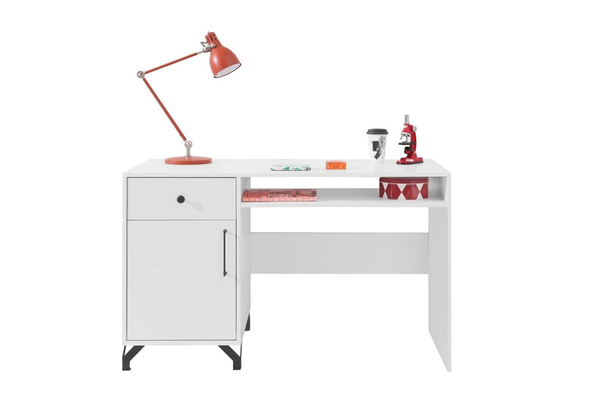 Písací stôl Bergen 125 cm – biela Písací stôl Bergen 09