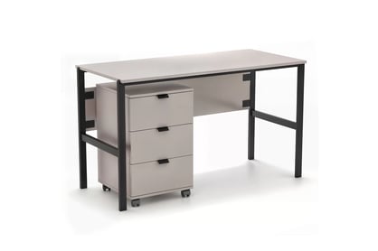 Psací stůl Cremona na kovových nohách s kontejnerem - písková béžová